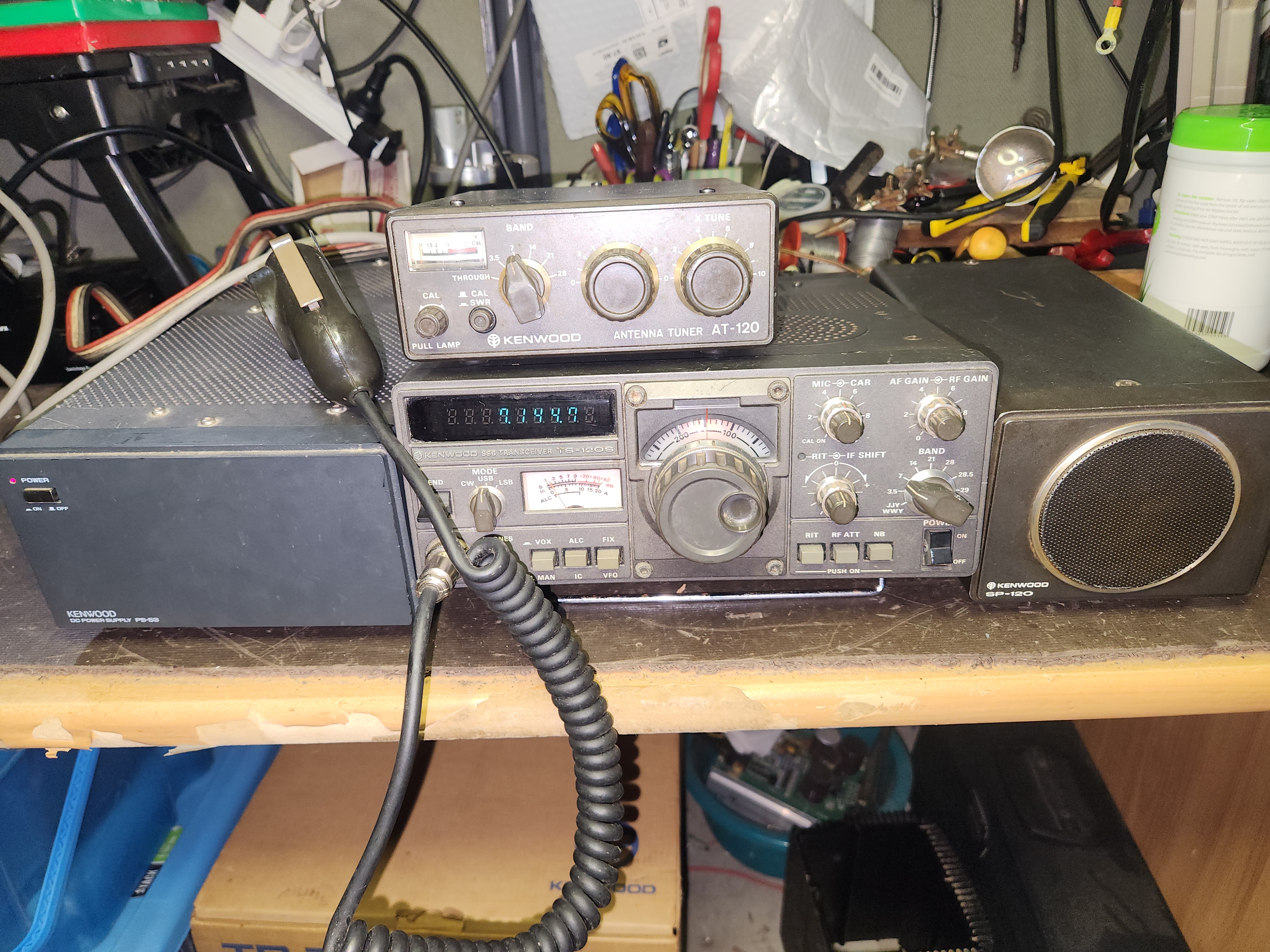 Kenwood TS-120S HF SSB CW 100W, Ext Speaker, ATU, and Power Supply